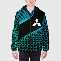 Куртка с капюшоном мужская Mitsubishi electro hexagon, цвет: 3D-черный — фото 2