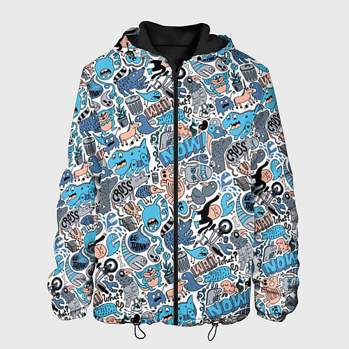 Мужская куртка Дудл животные и монстры / 3D-Черный – фото 1