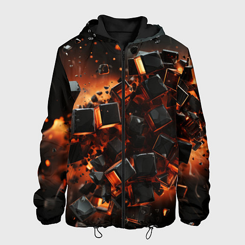 Мужская куртка Черные кубики во взрыве абстракции / 3D-Черный – фото 1