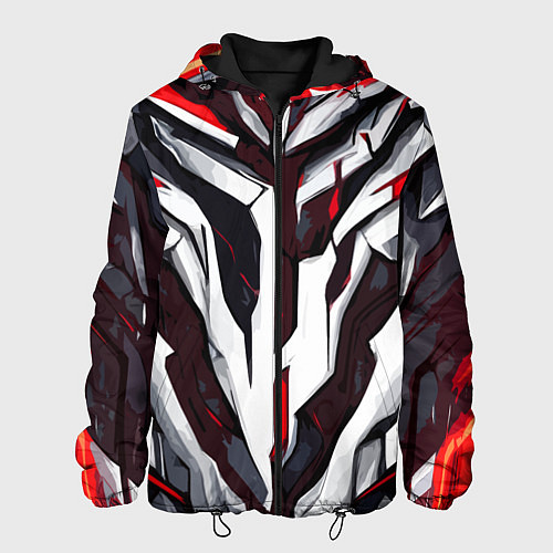 Мужская куртка Хаотичная красно-белая абстракция / 3D-Черный – фото 1