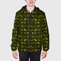 Куртка с капюшоном мужская Абстрактные зелено - золотые кольца, цвет: 3D-черный — фото 2