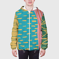 Куртка с капюшоном мужская Абстрактный пейзаж, цвет: 3D-белый — фото 2