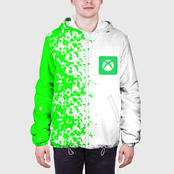 Куртка с капюшоном мужская Xbox кислотные зеленые краски, цвет: 3D-белый — фото 2