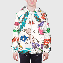 Куртка с капюшоном мужская Детский принт, цвет: 3D-белый — фото 2