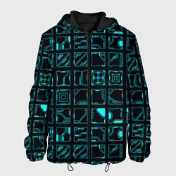 Куртка с капюшоном мужская Квадратные геометрические инженерные синие схемы п, цвет: 3D-черный