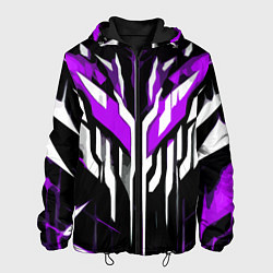 Куртка с капюшоном мужская Purple and white abstraction on a black background, цвет: 3D-черный