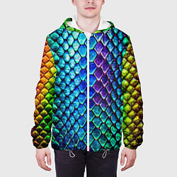 Куртка с капюшоном мужская Радужная кожа змеи, цвет: 3D-белый — фото 2