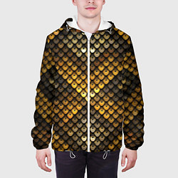 Куртка с капюшоном мужская Кольчуга - металлическая чешуя змеи, цвет: 3D-белый — фото 2