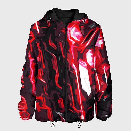 Мужская куртка Красно-чёрная киберпанк абстракция / 3D-Черный – фото 1