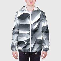 Куртка с капюшоном мужская Белая геометрия с искажением, цвет: 3D-белый — фото 2