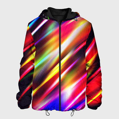 Мужская куртка Неоновая абстракция линии / 3D-Черный – фото 1