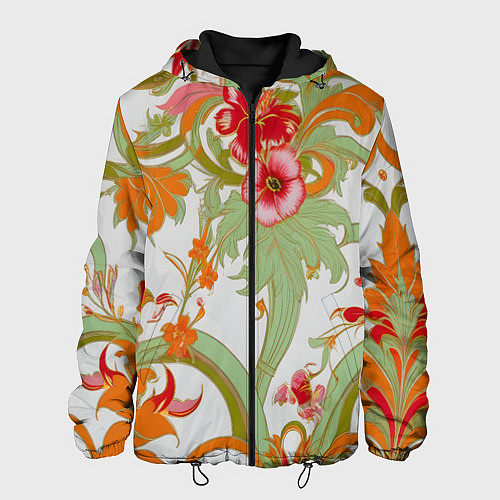 Мужская куртка Яркий цветочный узор / 3D-Черный – фото 1