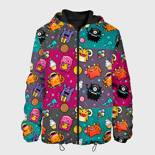 Мужская куртка Монстрики с крошечной едой / 3D-Черный – фото 1