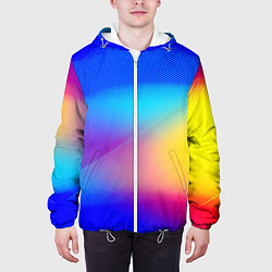 Куртка с капюшоном мужская Линии геометрии градиент, цвет: 3D-белый — фото 2