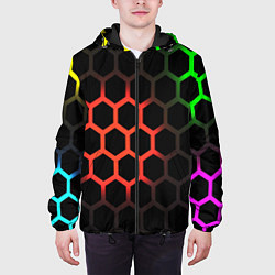 Куртка с капюшоном мужская Hexagon neon, цвет: 3D-черный — фото 2