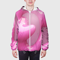 Куртка с капюшоном мужская Розовые краски абстракция, цвет: 3D-белый — фото 2