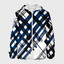 Мужская куртка Косая клетка бело-синяя