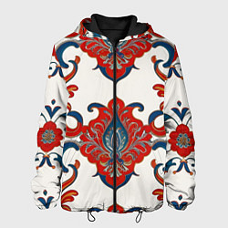 Мужская куртка Узор красно-синий на белом фоне