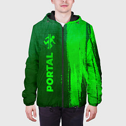 Куртка с капюшоном мужская Portal - green gradient по-вертикали, цвет: 3D-черный — фото 2