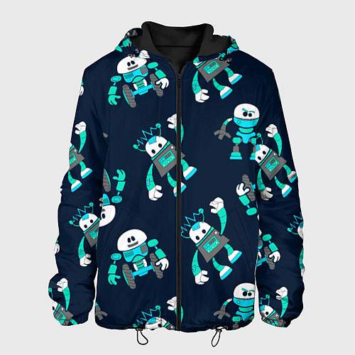 Мужская куртка Роботы цветной паттерн / 3D-Черный – фото 1