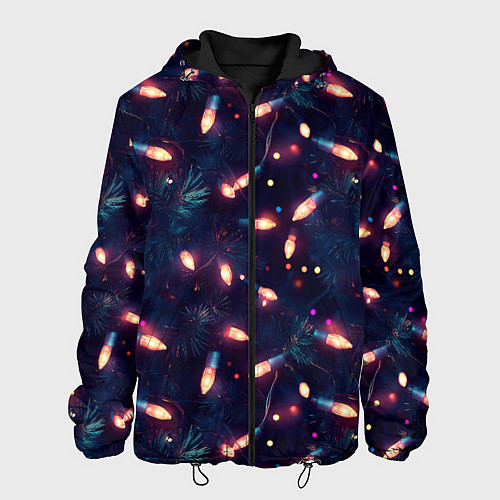 Мужская куртка Паттерн новогодняя гирлянда / 3D-Черный – фото 1