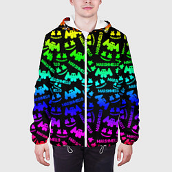 Куртка с капюшоном мужская Marshmello neon steel pattern, цвет: 3D-белый — фото 2