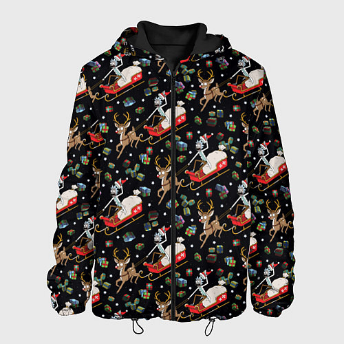 Мужская куртка Рик и Морти сани с оленем - Christmas / 3D-Черный – фото 1