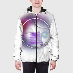 Куртка с капюшоном мужская Абстракция - круг, цвет: 3D-черный — фото 2