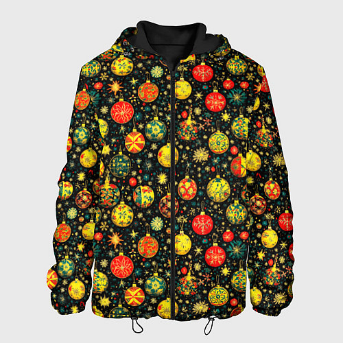 Мужская куртка Новогодние елочные шары / 3D-Черный – фото 1