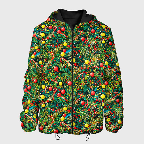 Мужская куртка Разноцветные ёлочные шары / 3D-Черный – фото 1