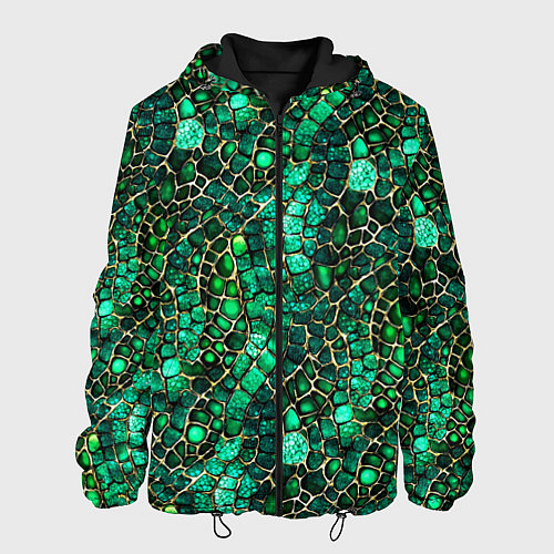 Мужская куртка Змеиная зелёная кожа / 3D-Черный – фото 1