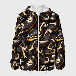 Куртка с капюшоном мужская Змея черно-белая, цвет: 3D-белый
