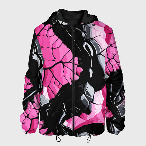 Мужская куртка Чёрные линии на чёрно-розовом фоне / 3D-Черный – фото 1