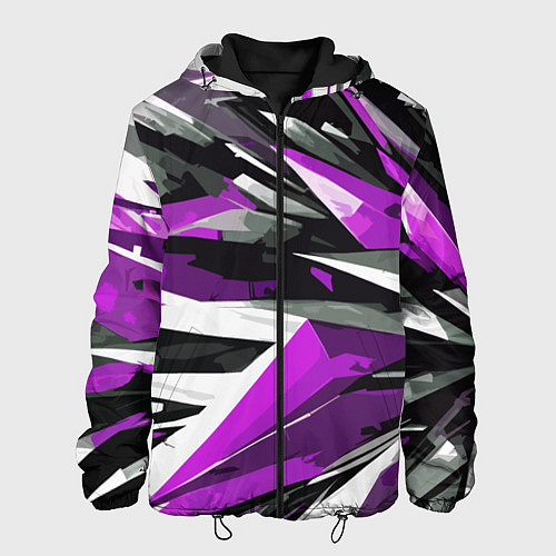 Мужская куртка Чёрно-фиолетово-белая абстракция / 3D-Черный – фото 1