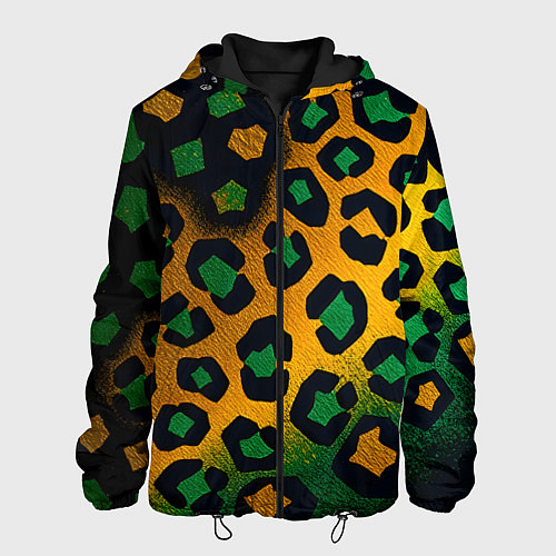 Мужская куртка Зеленые и золотые пятна леопарда / 3D-Черный – фото 1