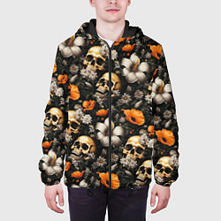 Куртка с капюшоном мужская Маки и черепа, цвет: 3D-черный — фото 2