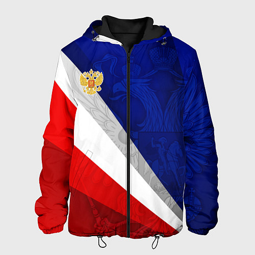 Мужская куртка Герб России - триколор / 3D-Черный – фото 1