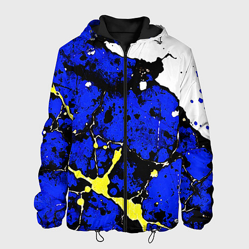 Мужская куртка Сине-жёлтая абстракция на белом фоне / 3D-Черный – фото 1
