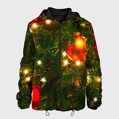 Мужская куртка Новогодние украшения на ёлке / 3D-Черный – фото 1