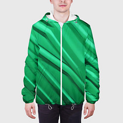 Куртка с капюшоном мужская Зелёный пластик, цвет: 3D-белый — фото 2