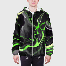 Куртка с капюшоном мужская Зелёно-чёрный мрамор, цвет: 3D-белый — фото 2