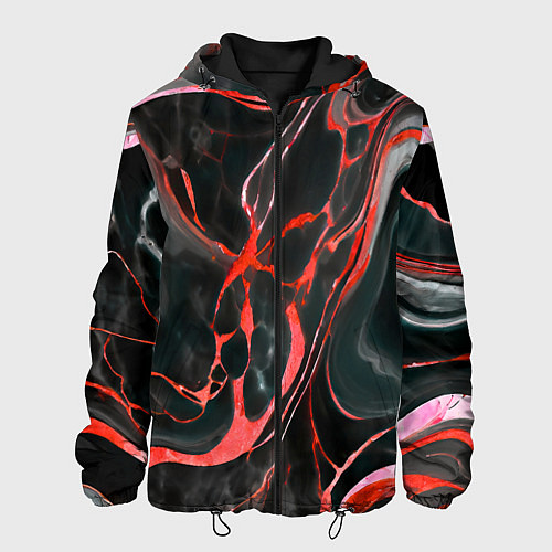 Мужская куртка Красно-чёрный мрамор / 3D-Черный – фото 1