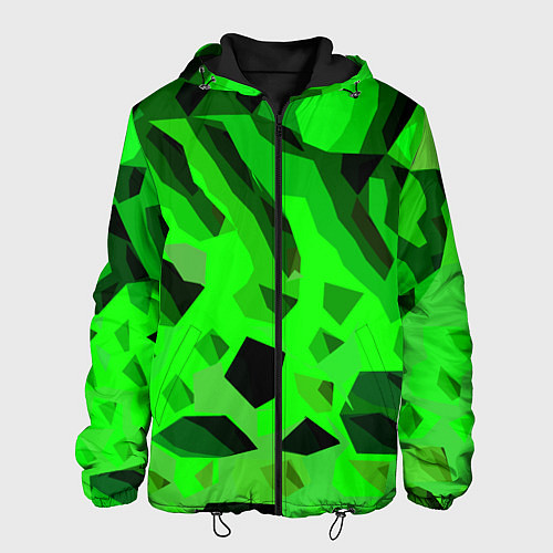 Мужская куртка Чёрно-зелёная пористая абстракция / 3D-Черный – фото 1