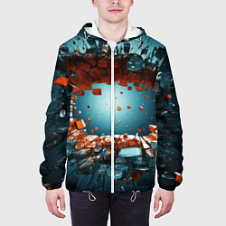 Куртка с капюшоном мужская Объемная дыра из частиц, цвет: 3D-белый — фото 2