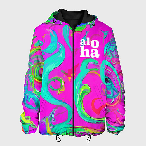 Мужская куртка Abstract floral pattern - aloha / 3D-Черный – фото 1