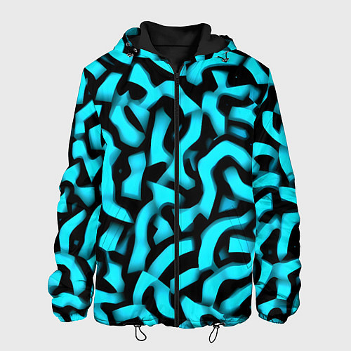 Мужская куртка Бирюзовая абстракция / 3D-Черный – фото 1