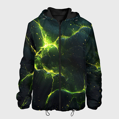 Мужская куртка Разбитая плита с зеленым светом / 3D-Черный – фото 1