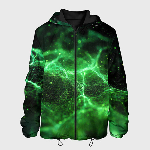 Мужская куртка Зеленая связь текстура / 3D-Черный – фото 1