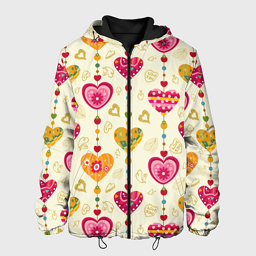 Мужская куртка Сердечки подборка / 3D-Черный – фото 1