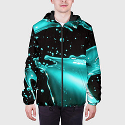 Куртка с капюшоном мужская Разрыв голубой краски, цвет: 3D-черный — фото 2